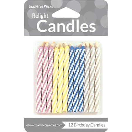 CREATIVE CONVERTING Striped Magic Relight Candles, 2.5", 144PK 080200035